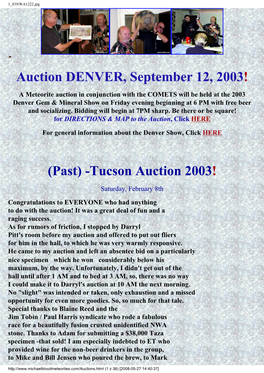 Auction DENVER, September 12, 2003! (Past) -Tucson Auction 2003!