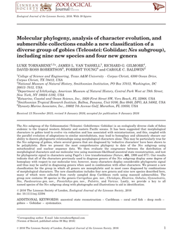 Molecular Phylogeny, Analysis of Character Evolution, And