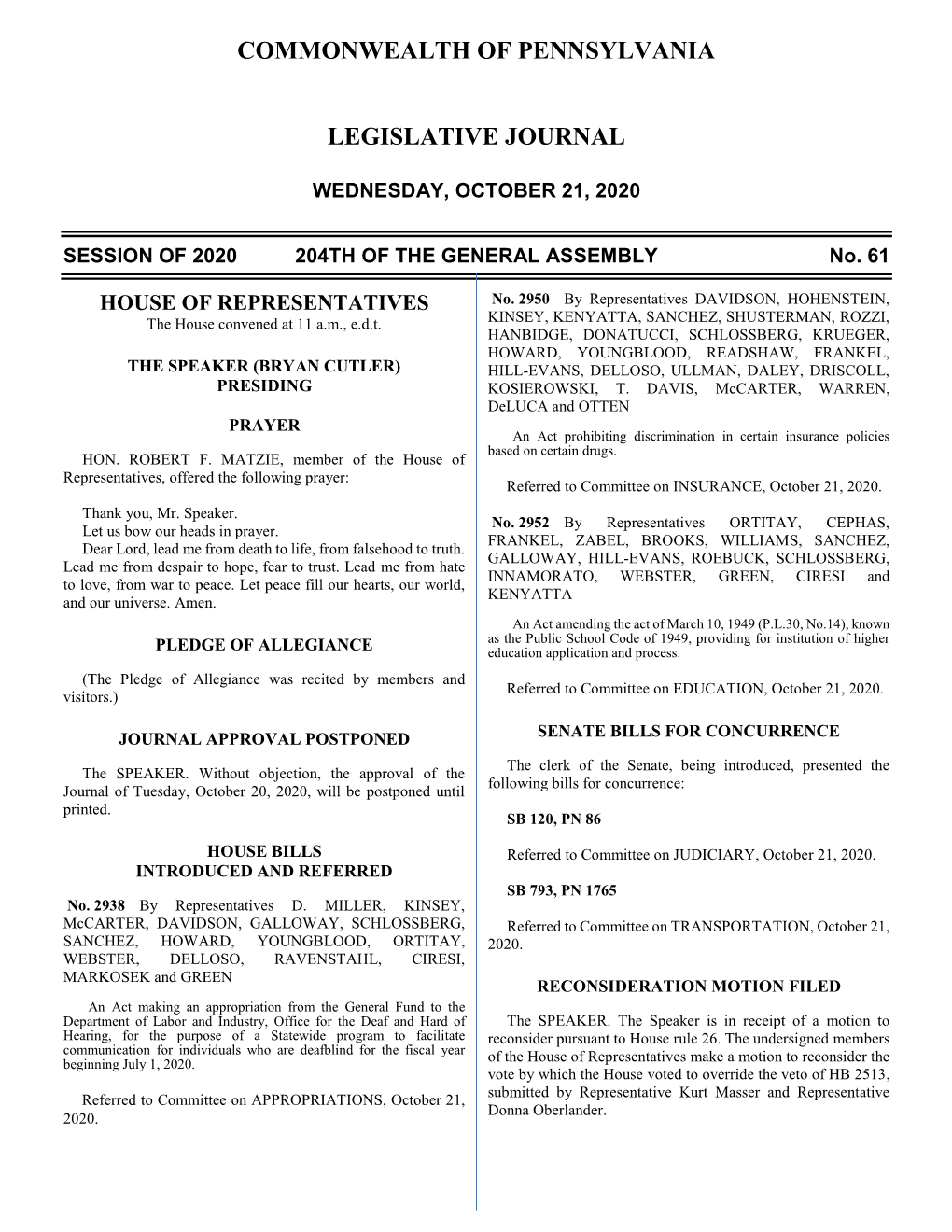 Commonwealth of Pennsylvania Legislative