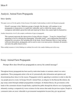 Ideas 8 Analysis: Animal Farm Propaganda Essay