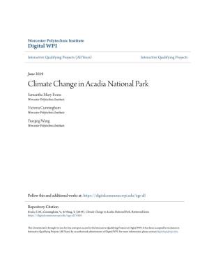 Climate Change in Acadia National Park Samantha Mary Evans Worcester Polytechnic Institute