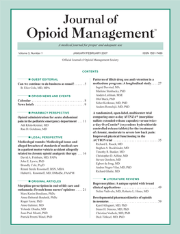 Opioid Managementtm a Medical Journal for Proper and Adequate Use
