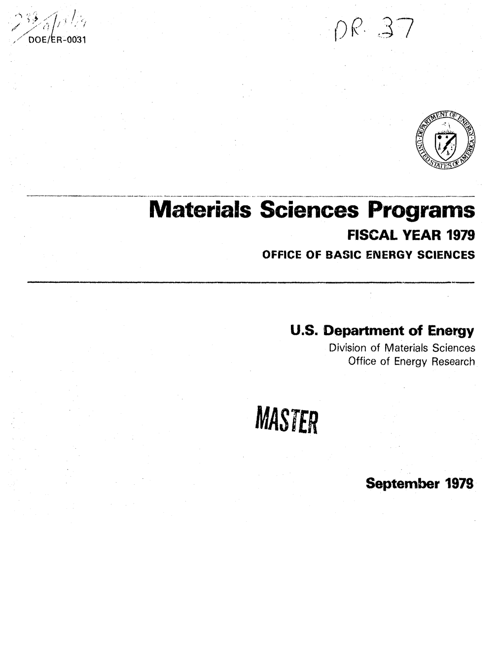 Materials Sciences Programs MASTER
