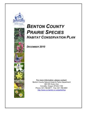 Benton County Prairie Species Habitat Conservation Plan