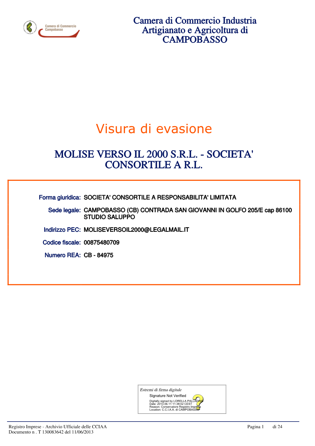 Visura Di Evasione