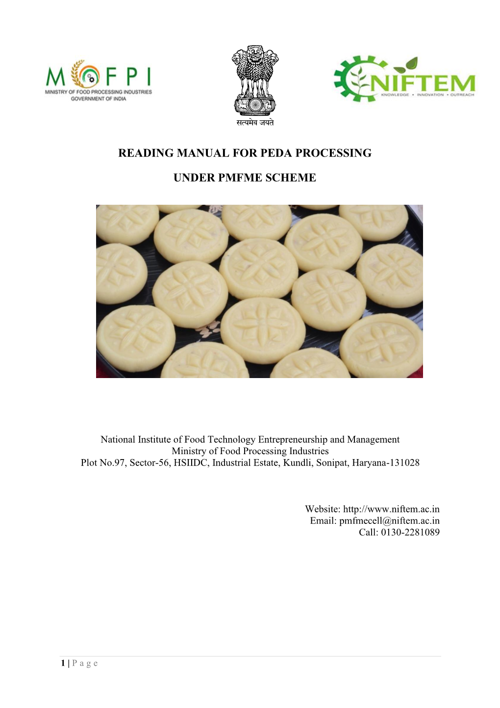 Reading Manual for Peda Processing Under Pmfme