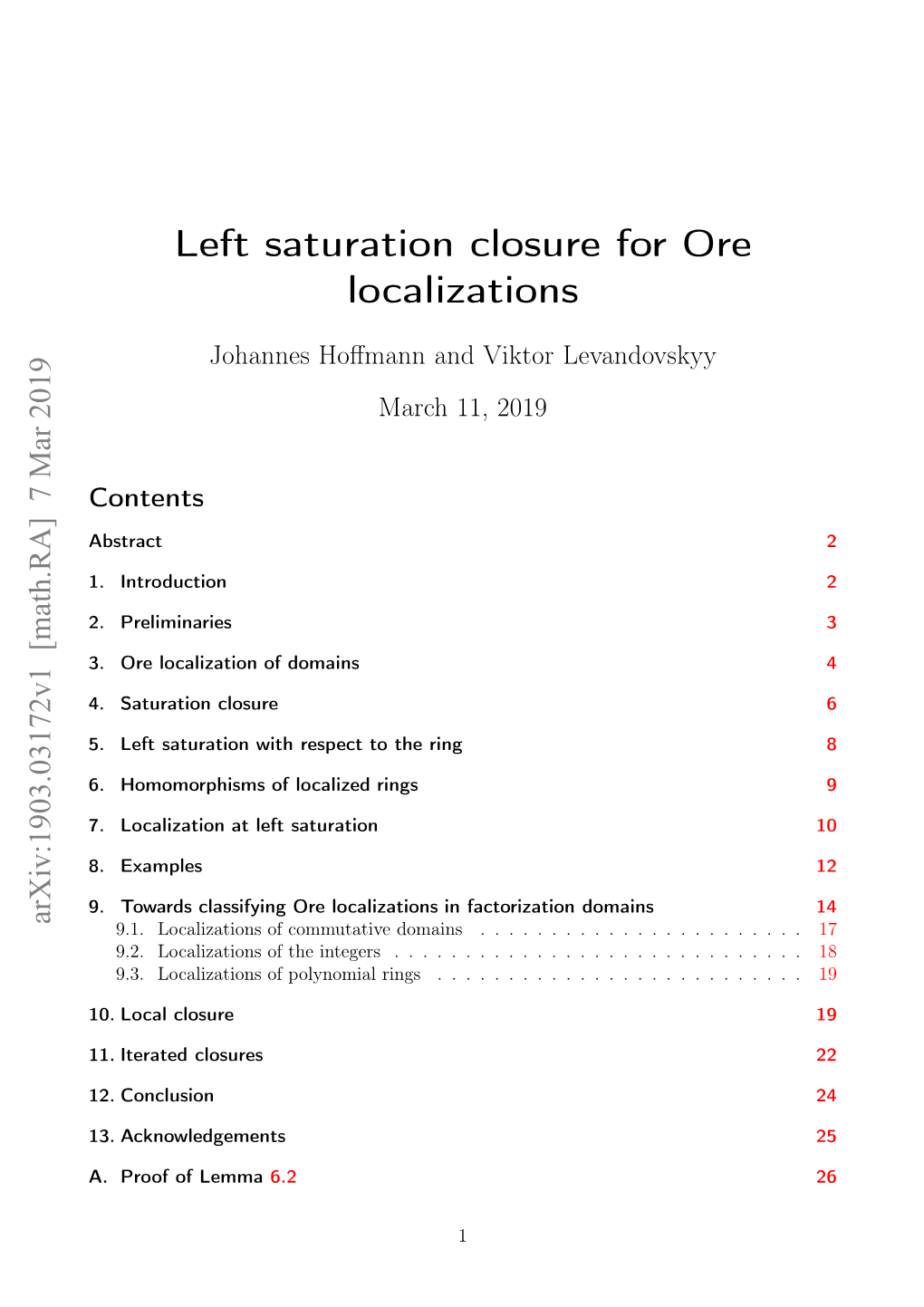 Left Saturation Closure for Ore Localizations