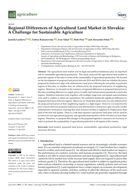 Regional Differences of Agricultural Land Market in Slovakia: a Challenge for Sustainable Agriculture