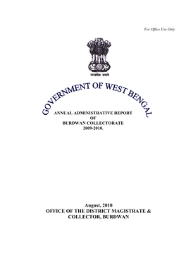 Annual Administrative Report of Burdwan Collectorate 2009-2010