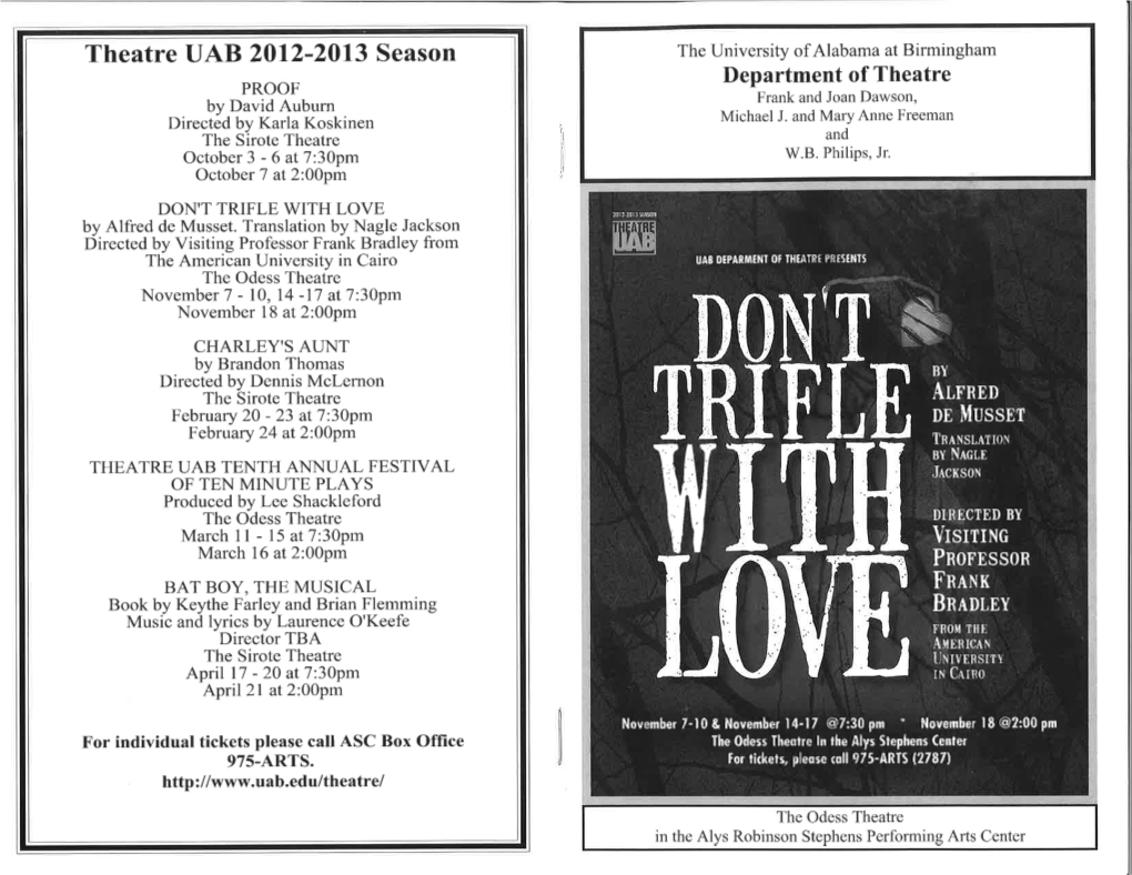 Theatre UAB 2012-2013 Season