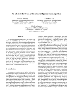 An Efficient Hardware Architecture for Spectral Hash Algorithm
