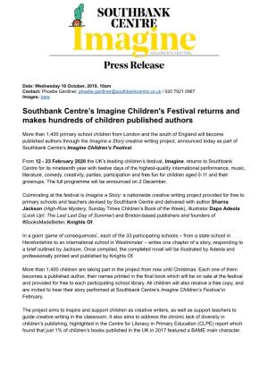 Southbank Centre's Imagine Children's Festival Returns And