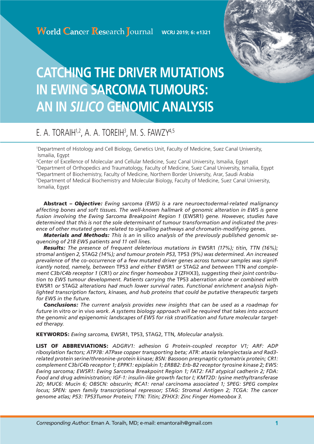 E1321-Catching the Driver Mutations in Ewing Sarcoma Tumours: an In