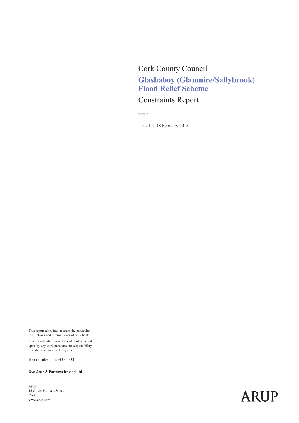 Cork County Council Glashaboy (Glanmire/Sallybrook) Flood Relief Scheme Constraints Report