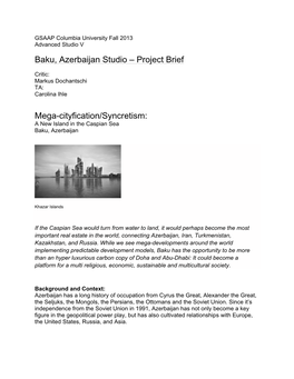 Baku, Azerbaijan Studio – Project Brief