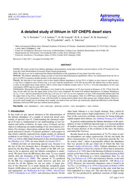 A Detailed Study of Lithium in 107 CHEPS Dwarf Stars Ya