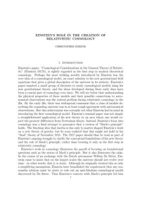 Einstein's Role in the Creation of Relativistic Cosmology