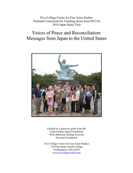 Voices of Peace and Reconciliation: Messages from Japan to the United States