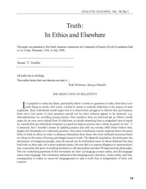 Truth: in Ethics and Elsewhere