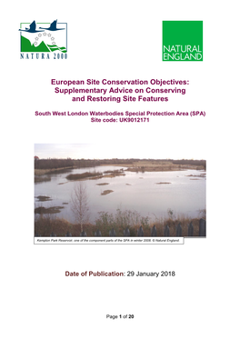 South West London Waterbodies SPA Conservation Objectives