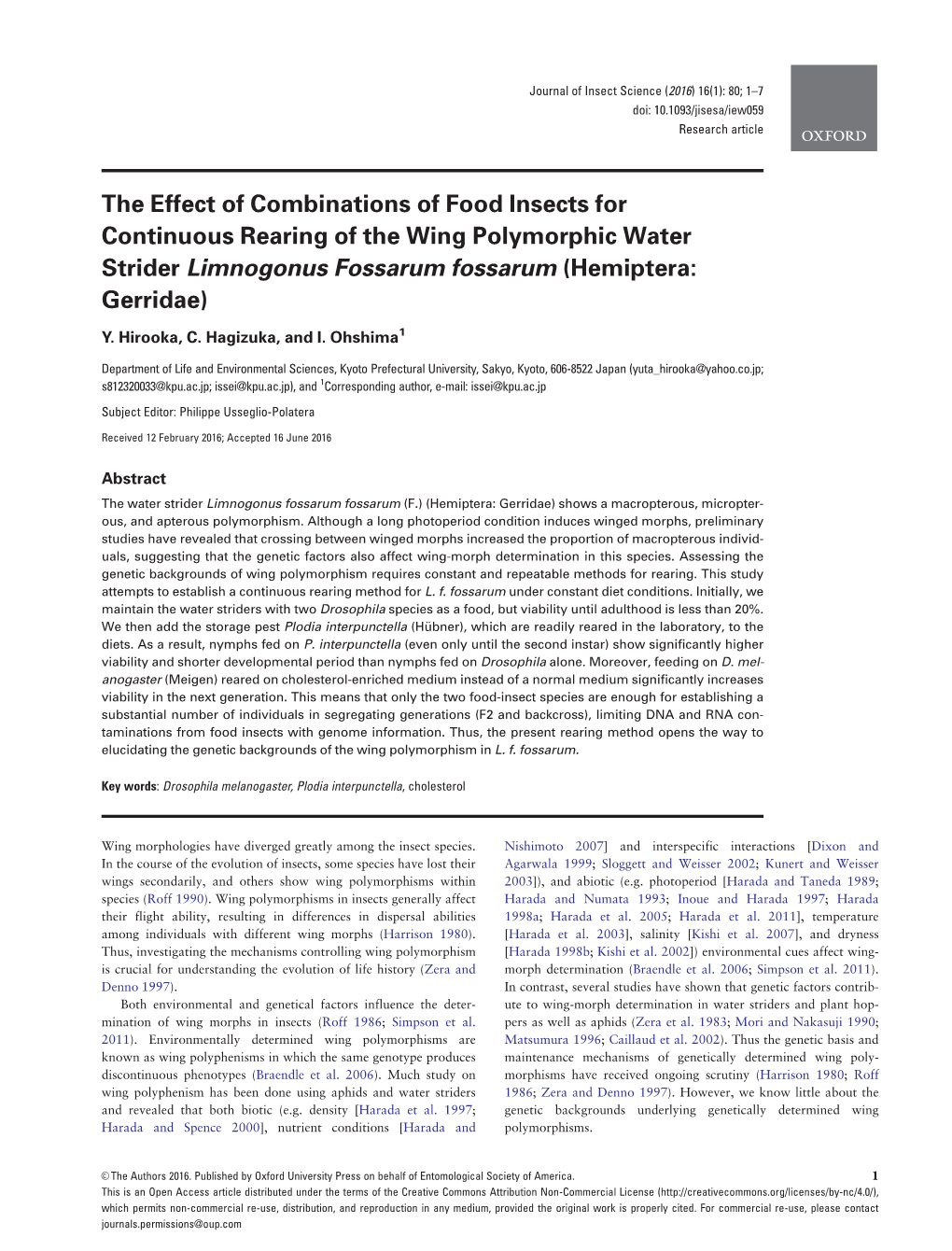 The Effect of Combinations of Food Insects for Continuous Rearing of the Wing Polymorphic Water Strider Limnogonus Fossarum Fossarum (Hemiptera: Gerridae)