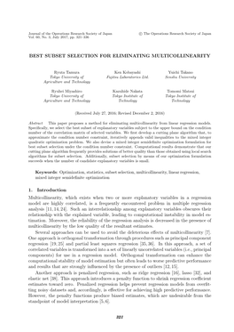Best Subset Selection for Eliminating Multicollinearity