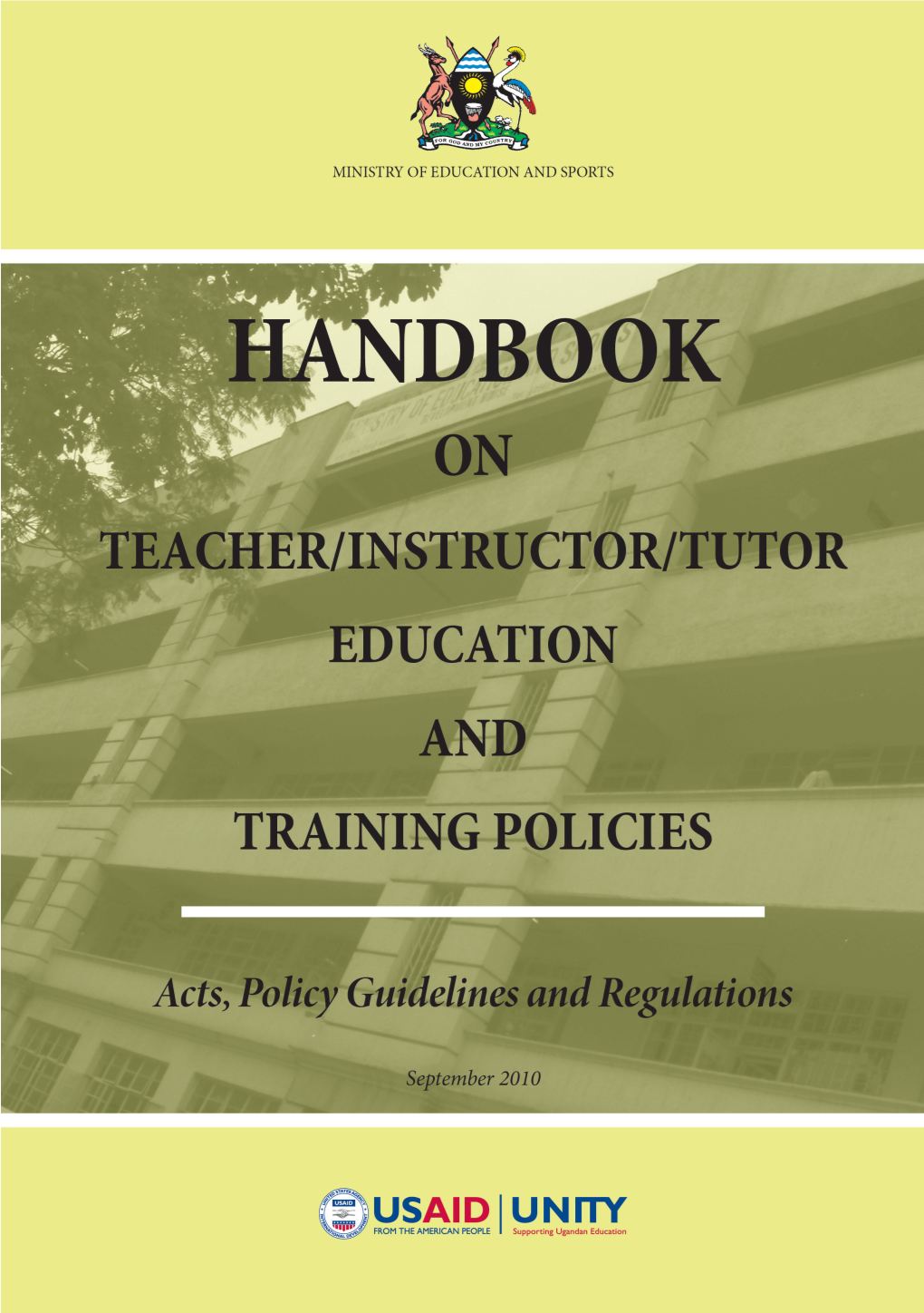 Handbook on Teacher/Instructor/Tutor Education and Training Policies
