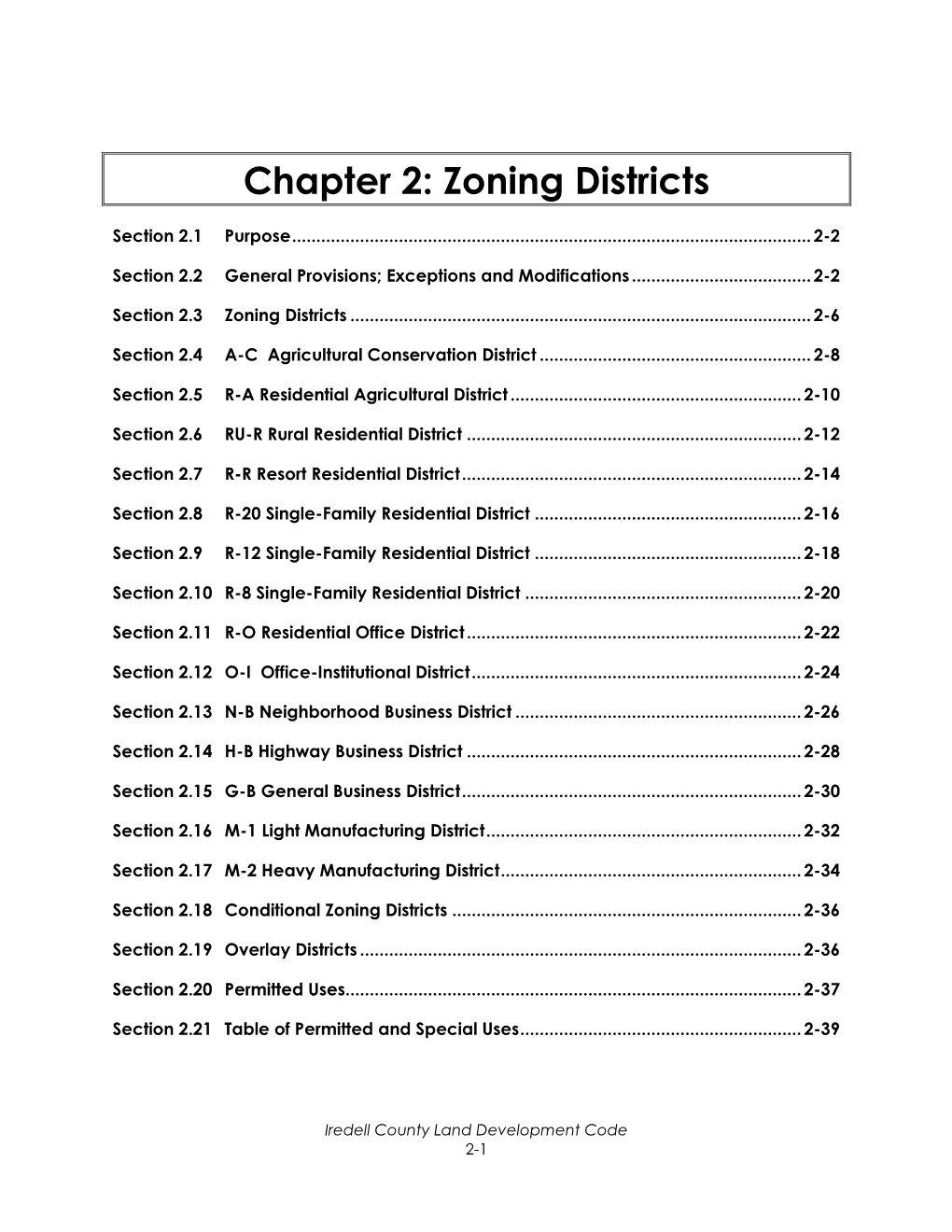 Chapter 2 Zoning Districts