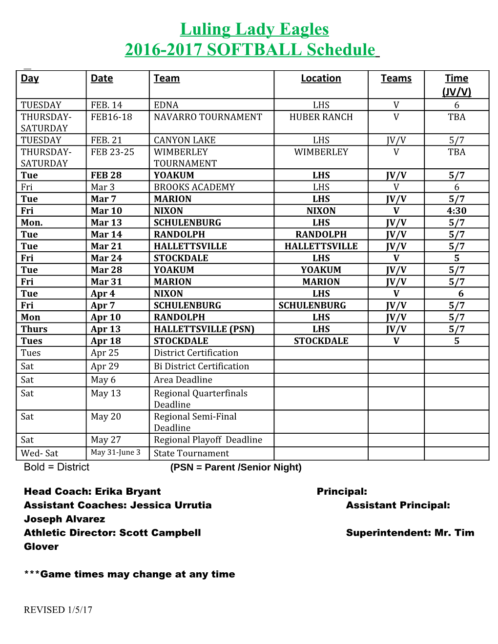 2004-2005 Edna Cowgirl Basketball Schedule