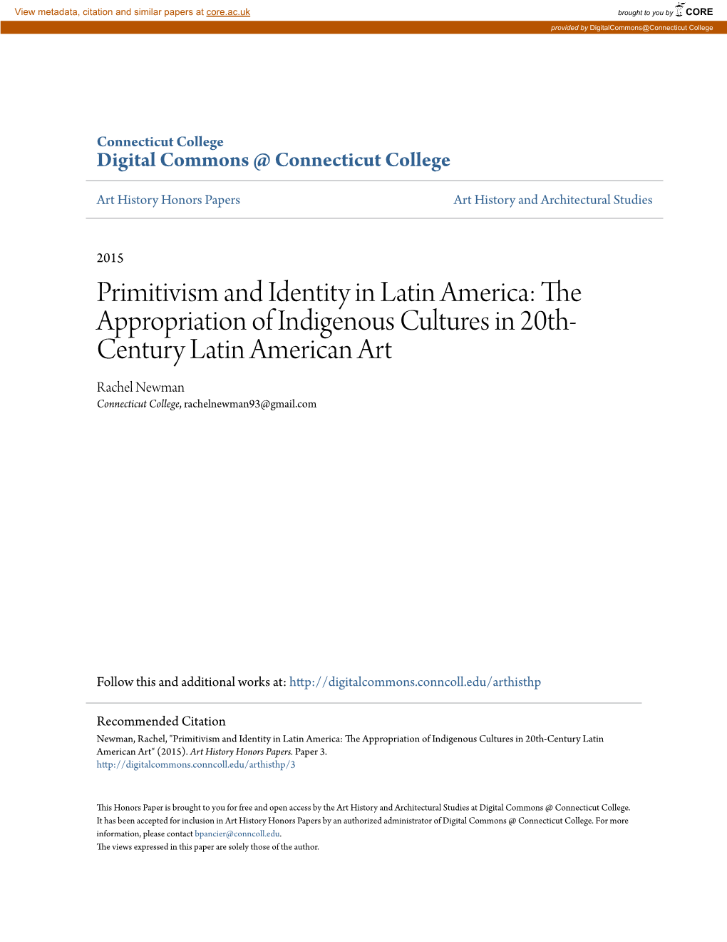 The Appropriation of Indigenous Cultures in 20Th-Century Latin American Art" (2015)