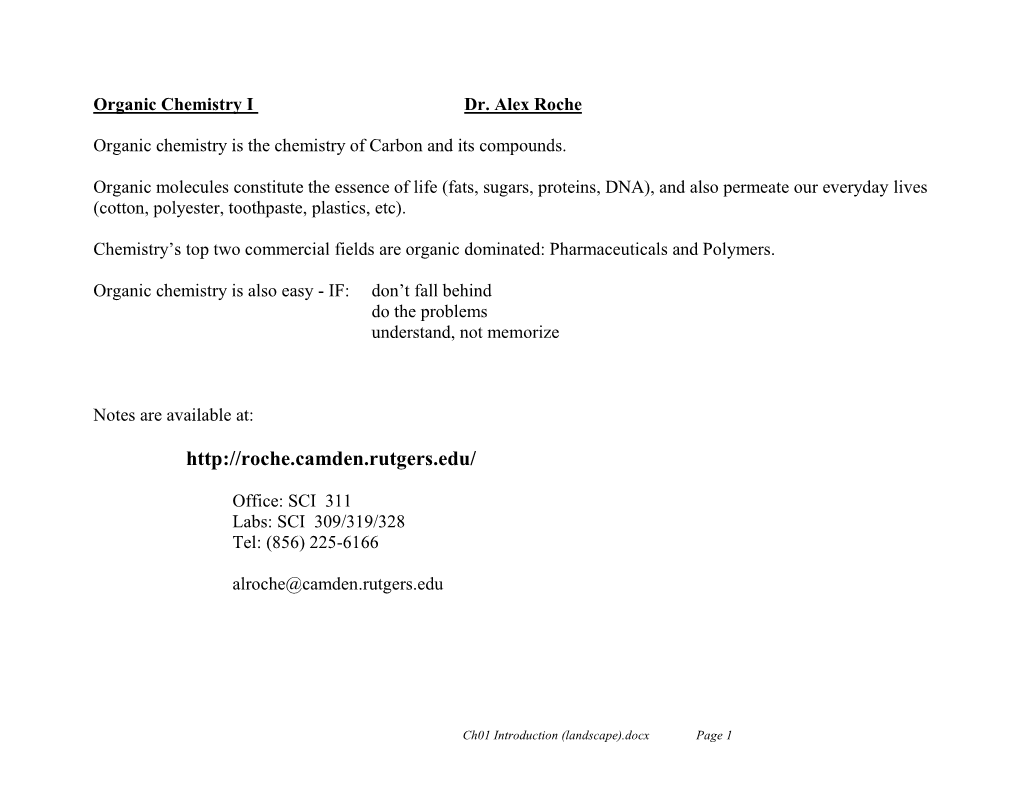 Organic Chemistry I Dr