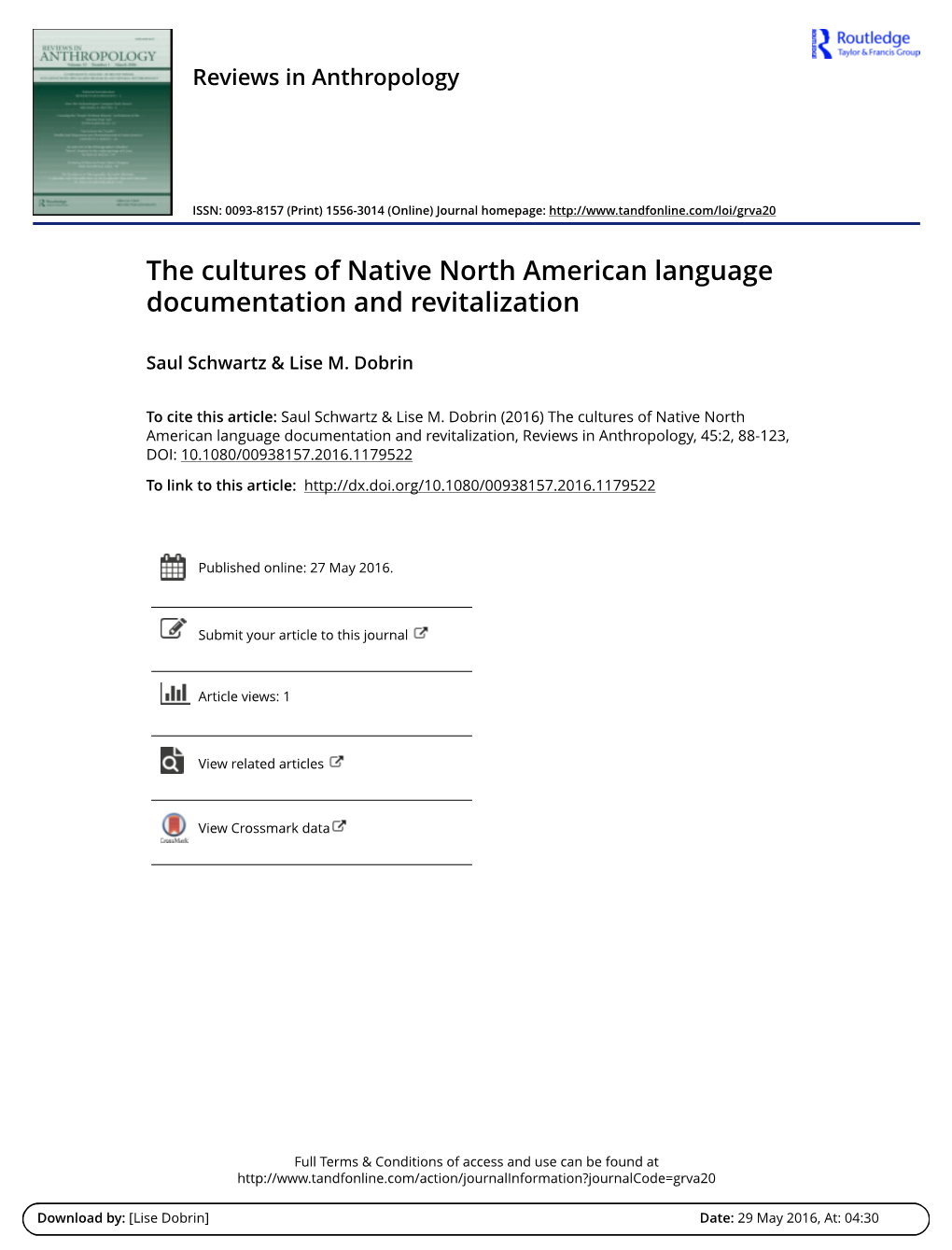 The Cultures of Native North American Language Documentation and Revitalization