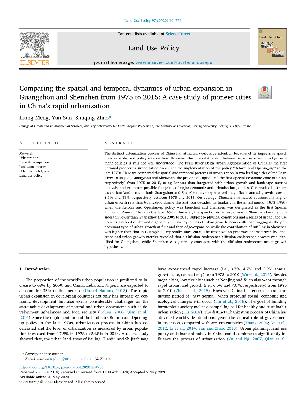 Comparing the Spatial and Temporal Dynamics of Urban Expansion In