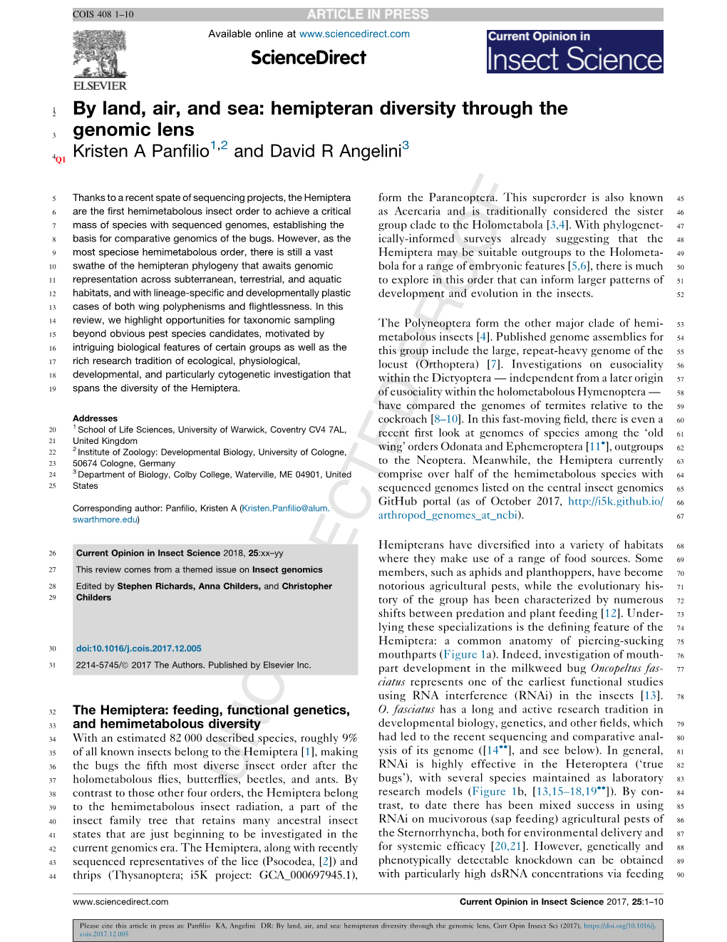 Hemipteran Diversity Through the Genomic Lens, Curr Opin Insect Sci (2017)