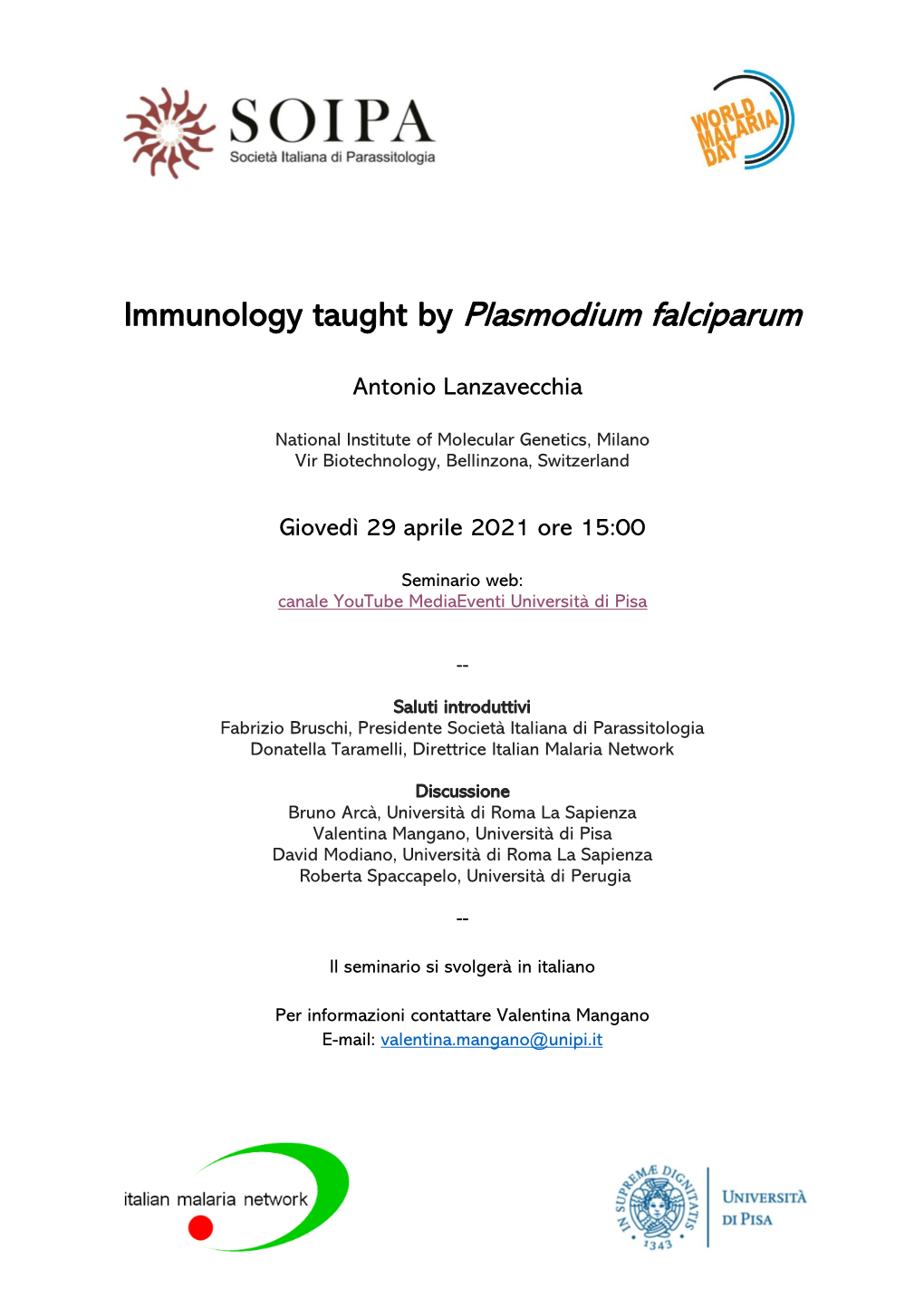 Immunology Taught by Plasmodium Falciparum