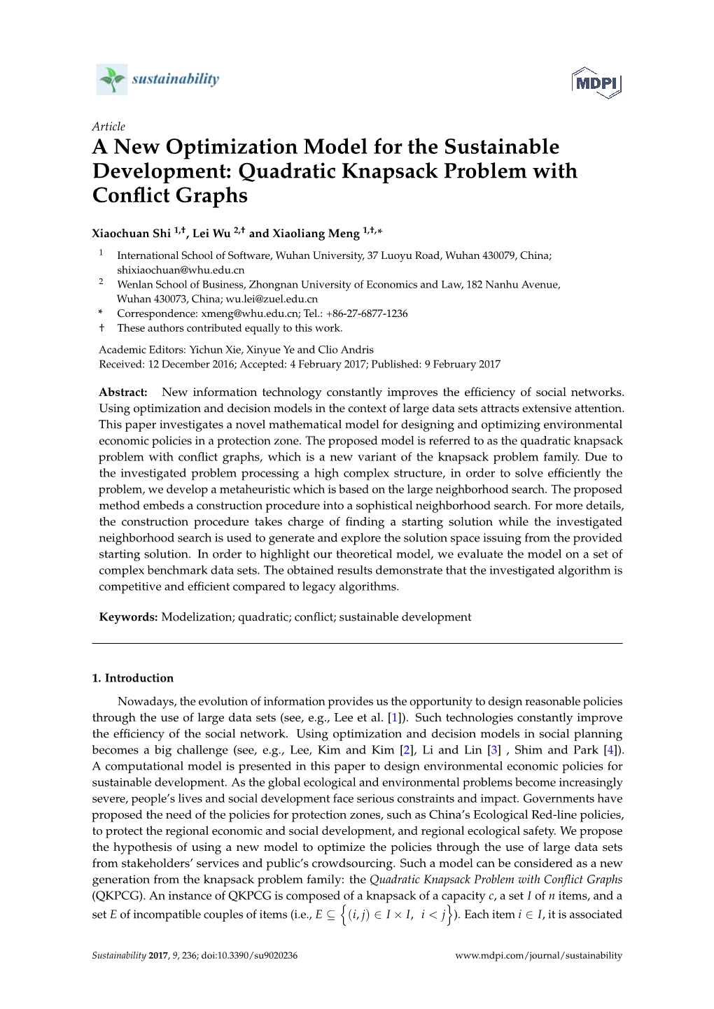 Quadratic Knapsack Problem with Conflict Graphs