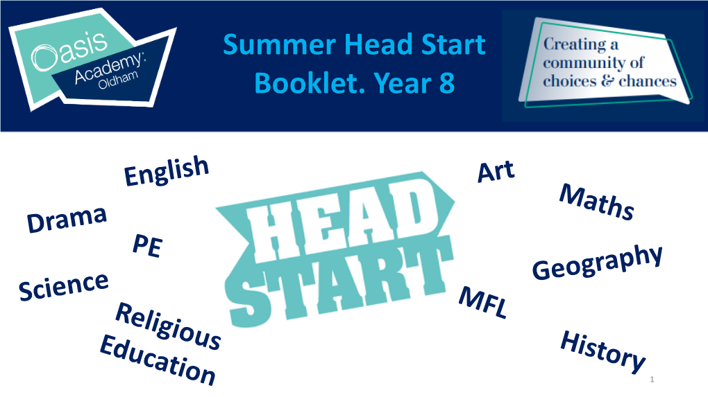 Summer Head Start Booklet. Year 8