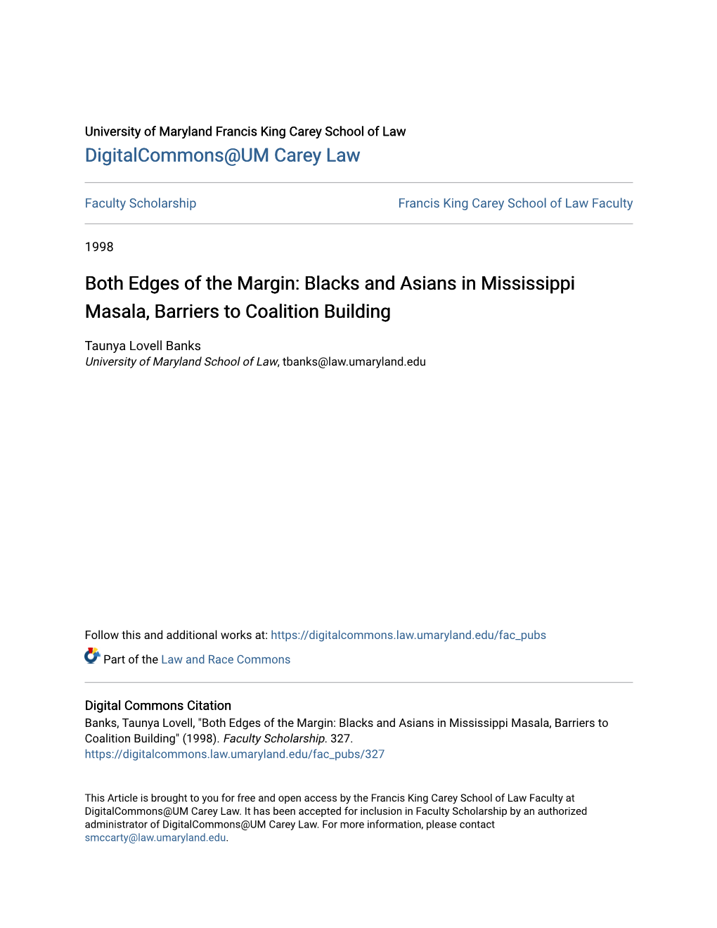 Both Edges of the Margin: Blacks and Asians in Mississippi Masala, Barriers to Coalition Building