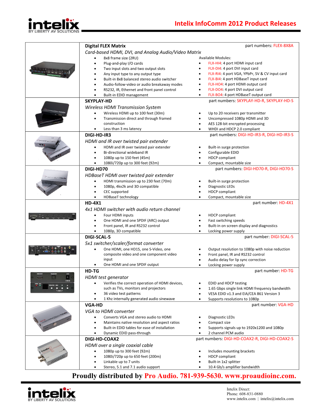 Intelix Infocomm 2012 Product Releases Proudly Distributed by Pro