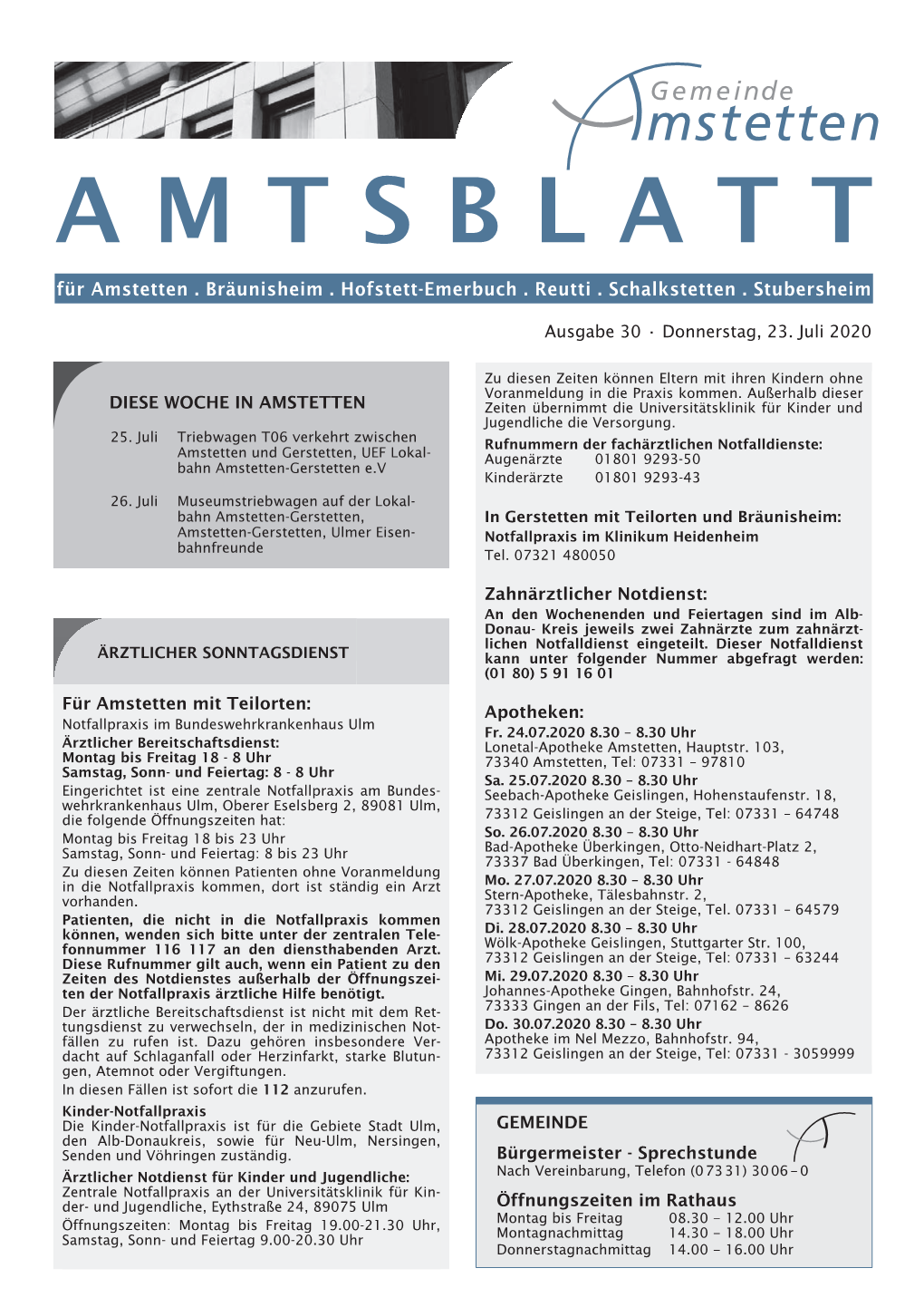 Amtsblatt a M T S B L A