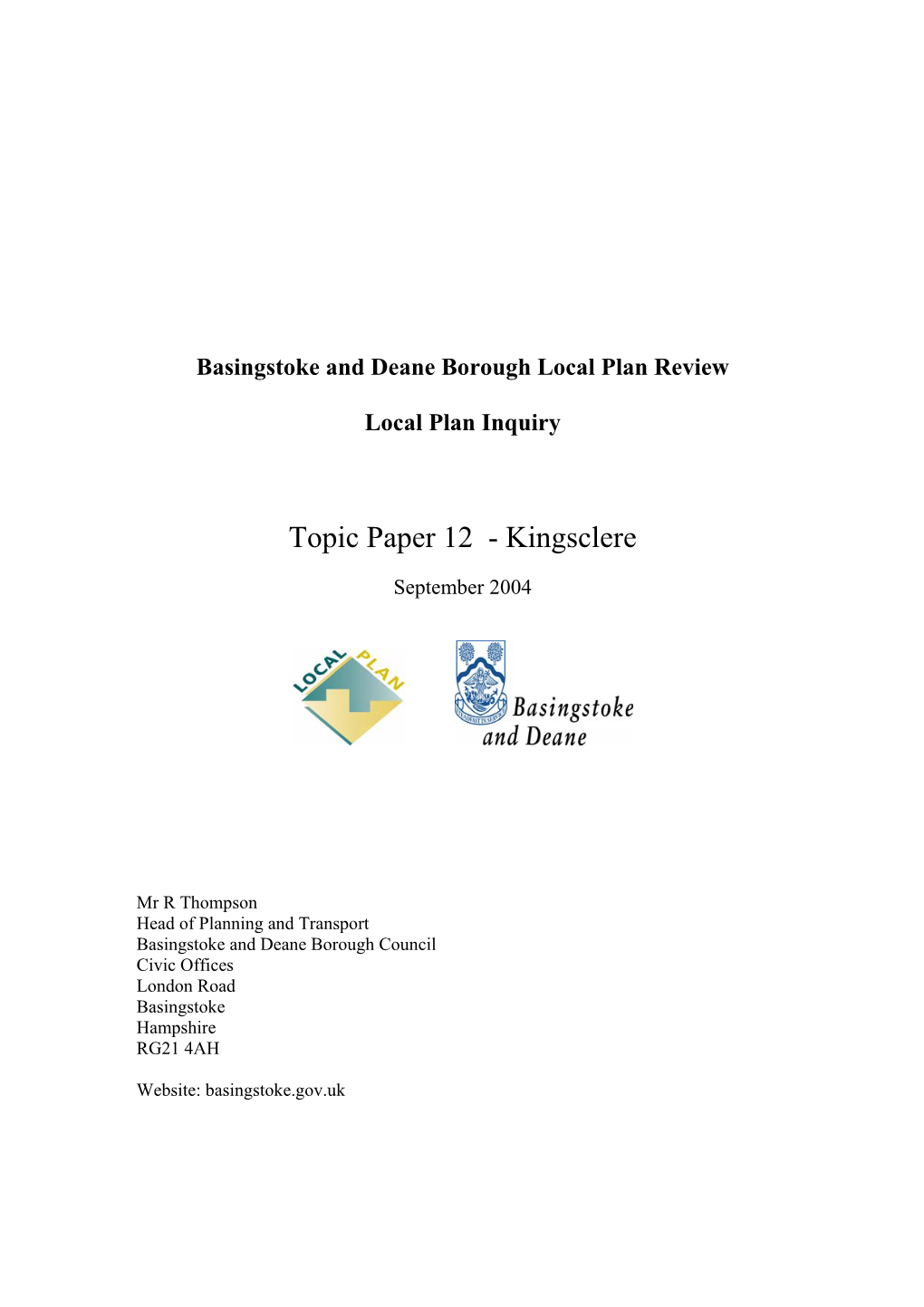 Topic Paper 12 - Kingsclere