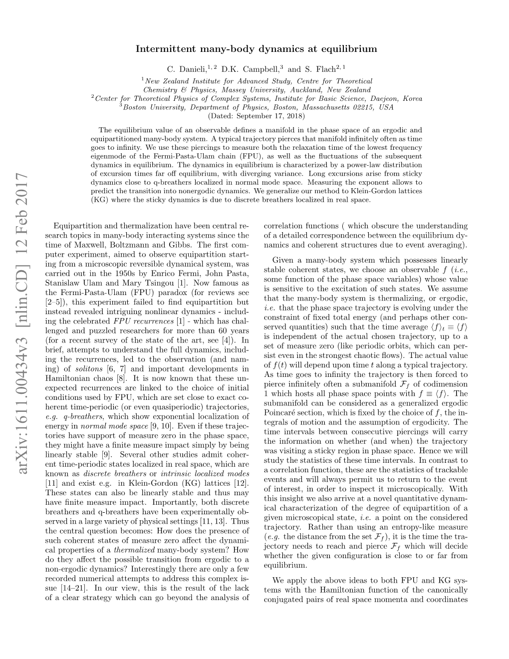 Arxiv:1611.00434V3 [Nlin.CD] 12 Feb 2017 Known As Discrete Breathers Or Intrinsic Localized Modes [11] and Exist E.G