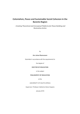 Colonialism, Peace and Sustainable Social Cohesion in the Barents Region
