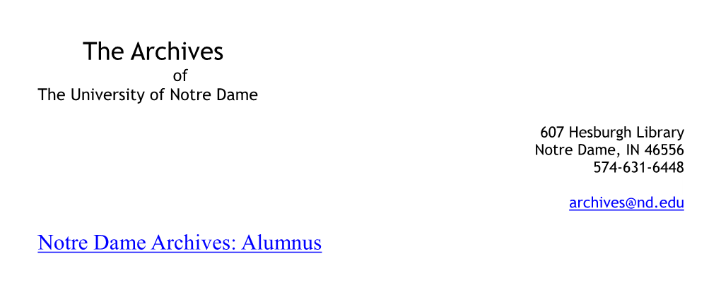 The Alumni Association University of Notre Dame