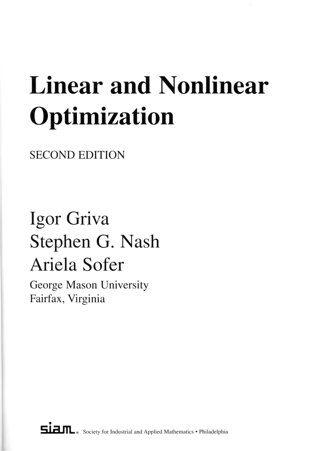 Linear and Nonlinear Optimization