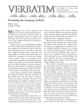 Translating the Language of Birds William Young Arlington, Virginia
