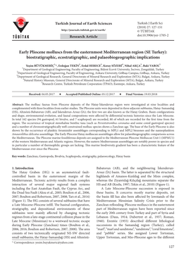 Early Pliocene Molluscs from the Easternmost Mediterranean Region (SE Turkey): Biostratigraphic, Ecostratigraphic, and Palaeobiogeographic Implications