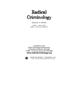 Radical Criminology: a Manifesto