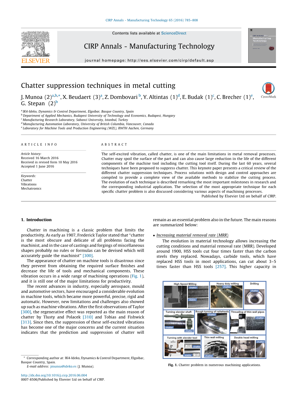 Chatter Suppression Techniques in Metal Cutting