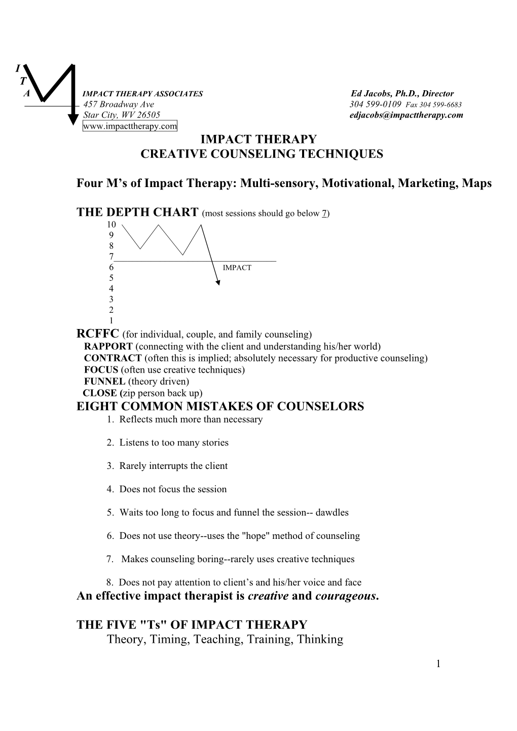 IMPACT THERAPY CREATIVE COUNSELING TECHNIQUES Four